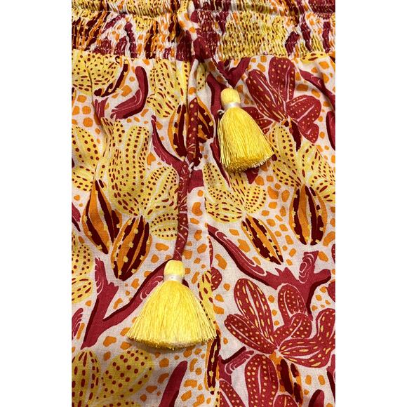 M185 POUPETTE ST BARTH Women's Shorts Fringe Yellow/Red Small - Picture 4 of 8